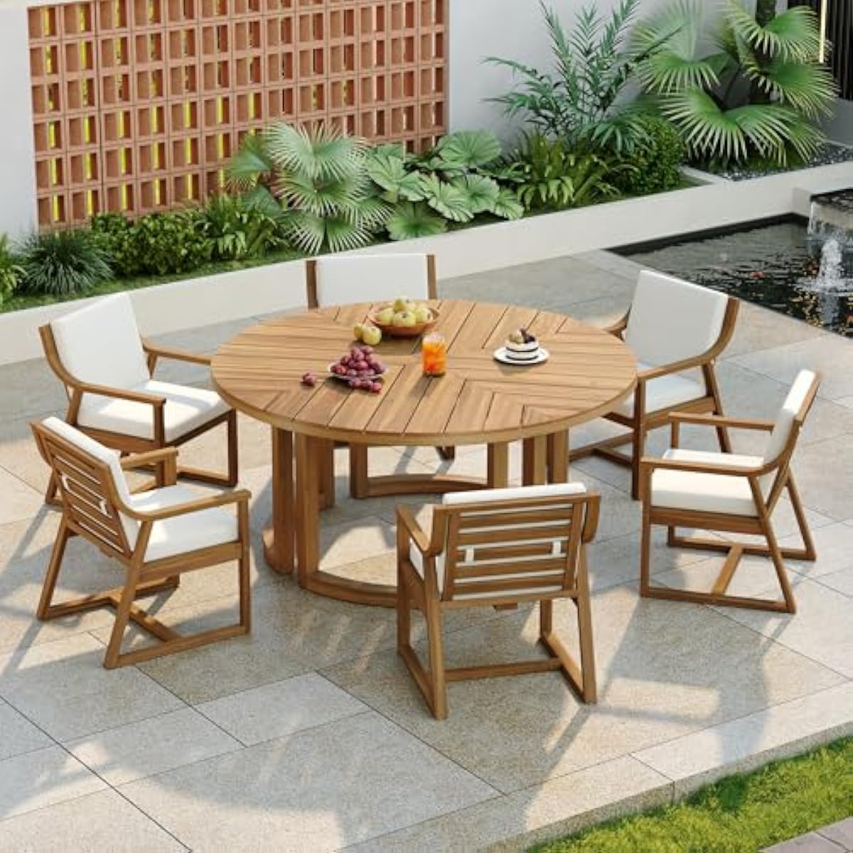 Outdoor Furniture Plus - Conjunto de patio redondo de 7