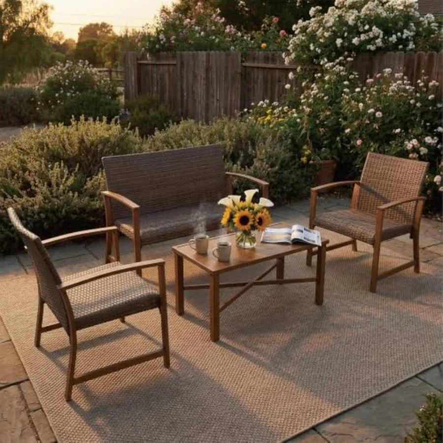 Outdoor Furniture Durable - Juego de muebles de mimbre para
