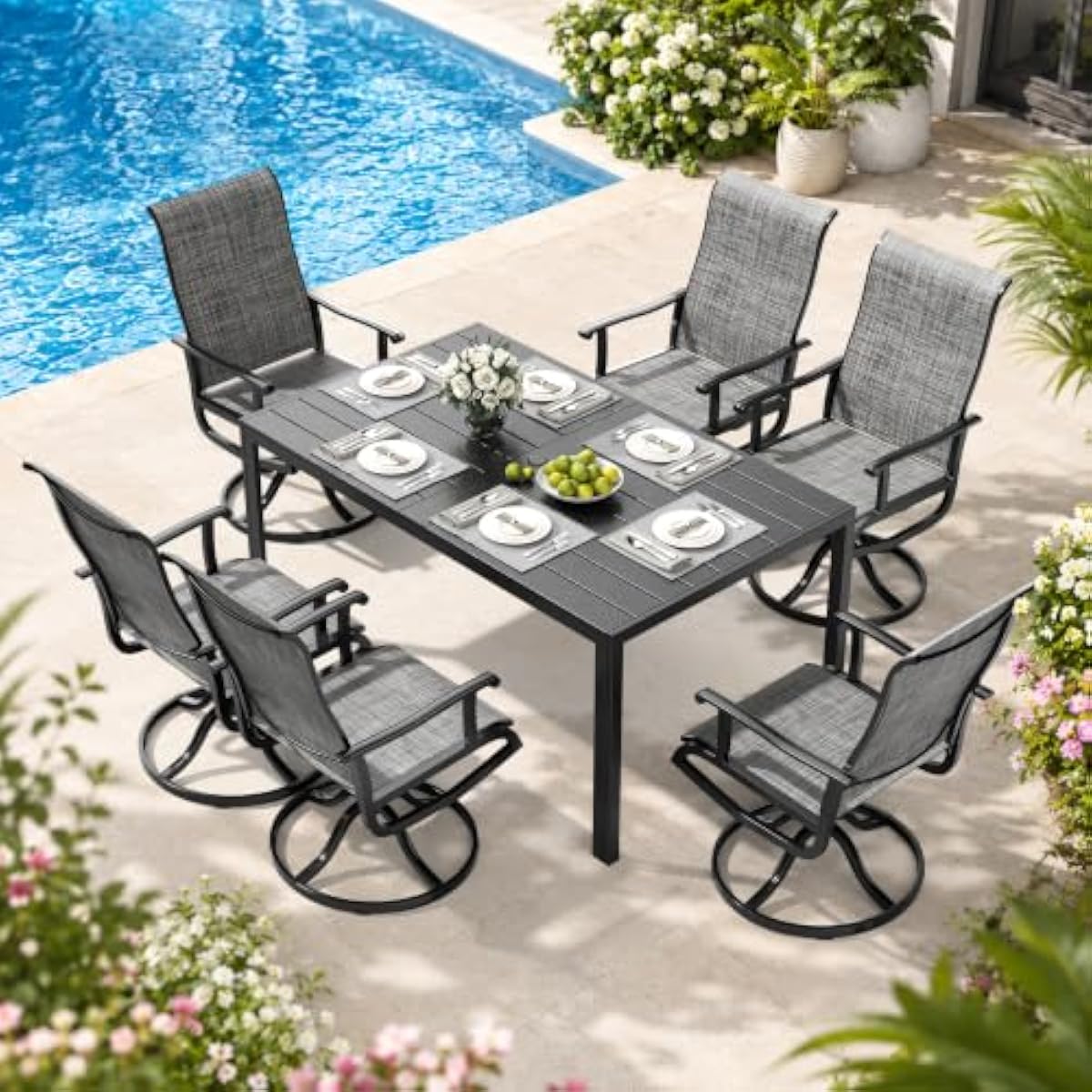 Outdoor Furniture Plus - Conjunto de Patio Rectangular Moderno de