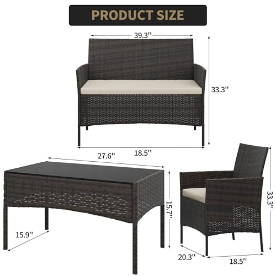 Juego de muebles de patio de 4 - Outdoor Furniture Heavy Duty reseña y precio