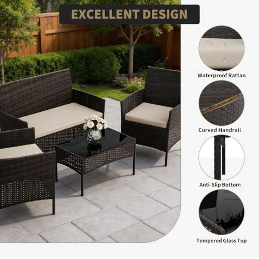 Juego de muebles de patio de 4 - Outdoor Furniture Heavy Duty reseña y precio
