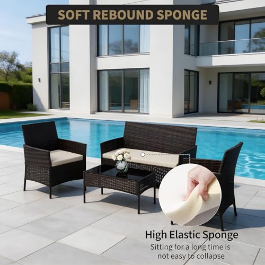 Juego de muebles de patio de 4 - Outdoor Furniture Heavy Duty reseña y precio