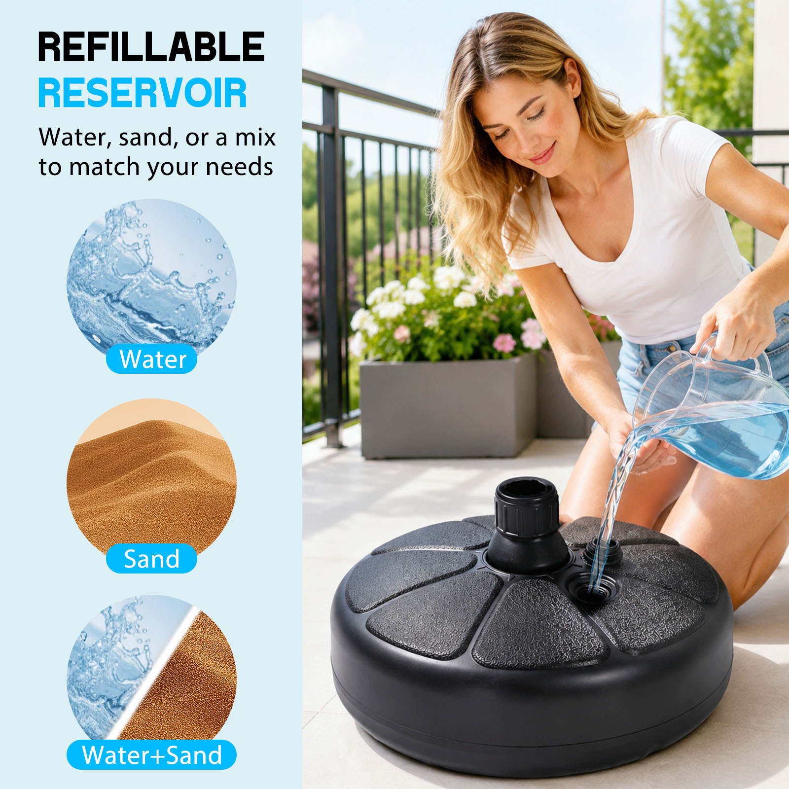 Base de sombrilla rellenable c - Outdoor Furniture Heavy Duty reseña y precio