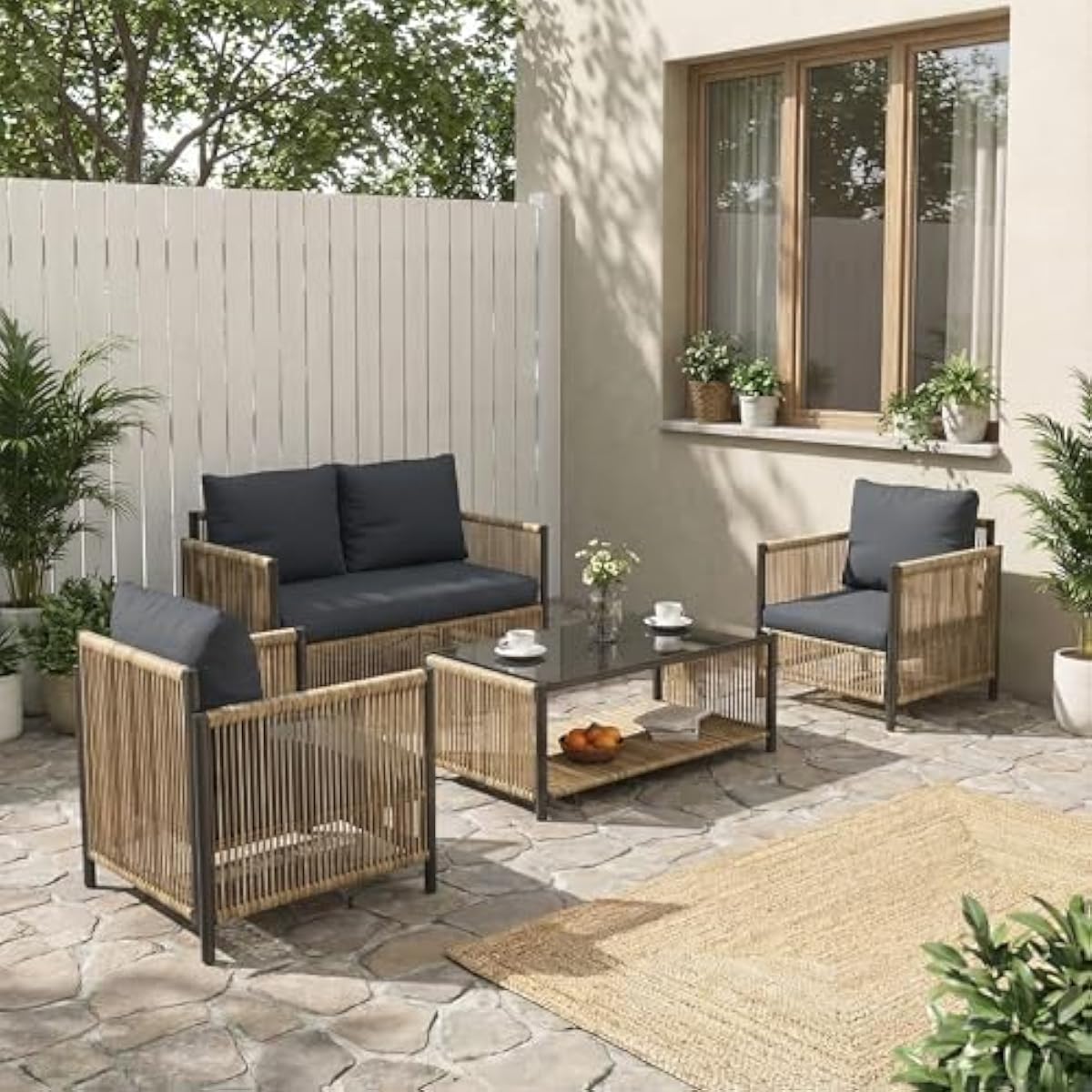 Conjunto de Mimbre Bohemio par - Outdoor Furniture Plus reseña y precio